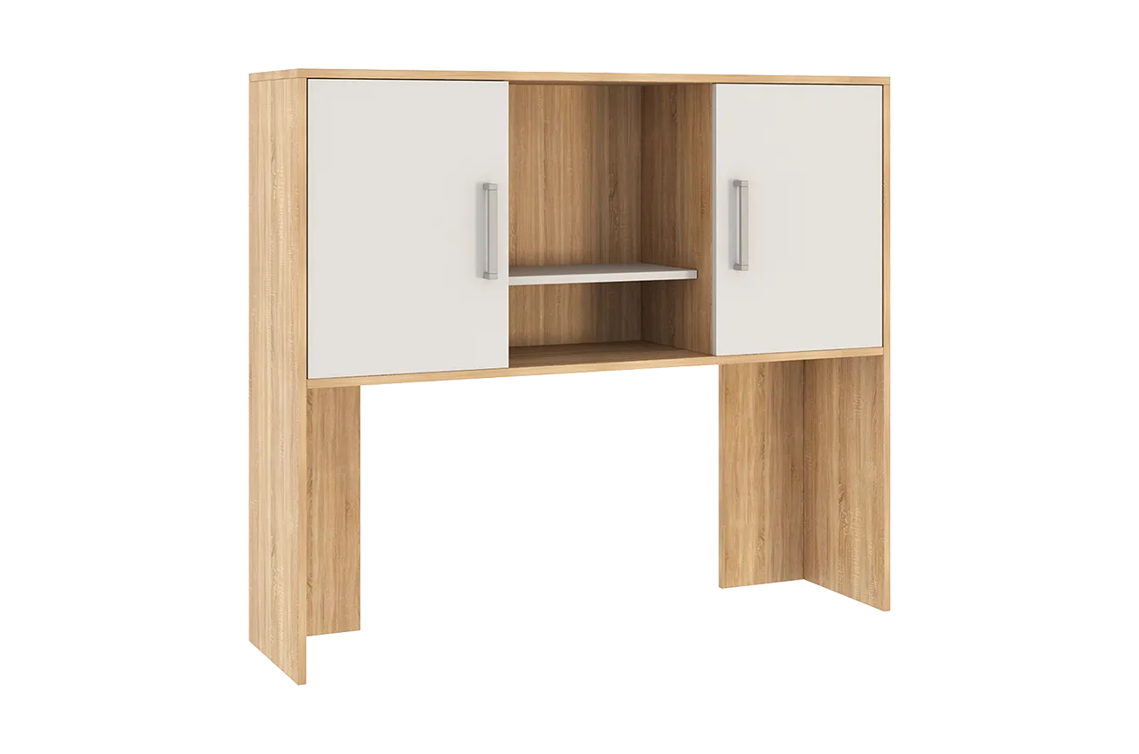 Надстройка стола компьютерного 1200 Лайт-2 дуб сонома/белый в Пыть-Яхе - pyt-yah.mebel-tymen.ru | фото