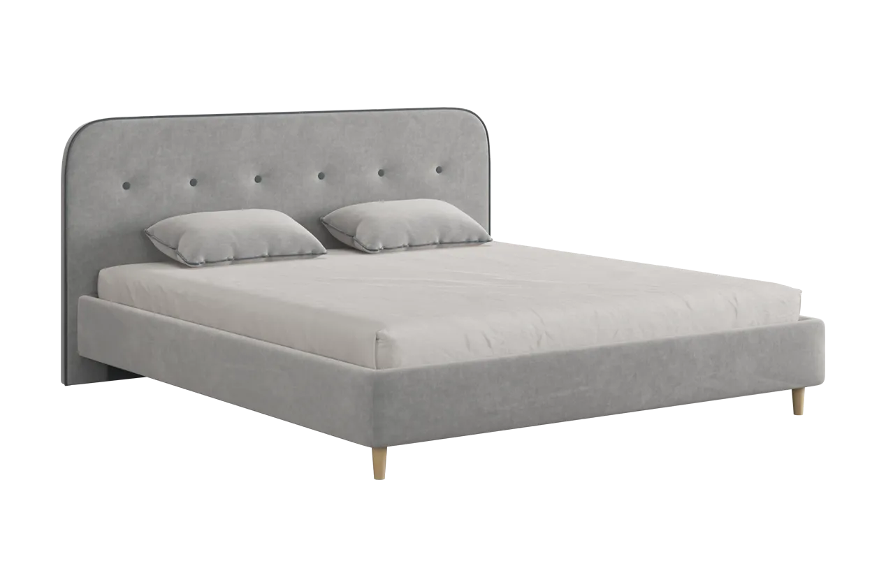 Кровать с основанием Лео 180х200 см галька (велюр)/графит (велюр) в Пыть-Яхе - pyt-yah.mebel-tymen.ru | фото
