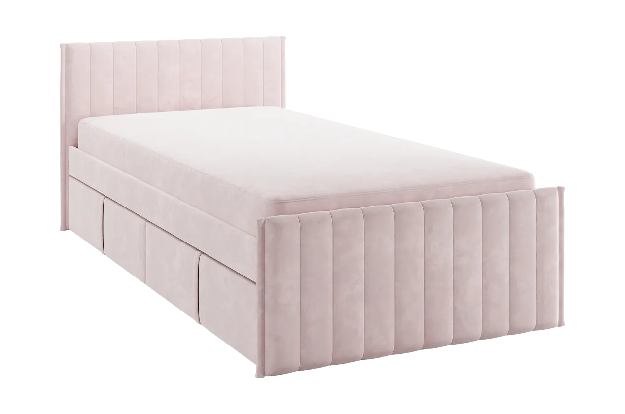 Кровать с ящиками Твикс 90х200 см нежно-розовый (велюр) в Пыть-Яхе - pyt-yah.mebel-tymen.ru | фото