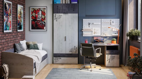 Детская «Оксфорд-2» Матера, Дуб крафт белый с рисунком в Пыть-Яхе - pyt-yah.mebel-tymen.ru | фото