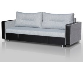 Диван Комфорт с прямыми подлокотниками грей/кожзам в Пыть-Яхе - pyt-yah.mebel-tymen.ru | фото