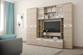 Гостиная Белла Дуб сонома/Белый глянец в Пыть-Яхе - pyt-yah.mebel-tymen.ru | фото