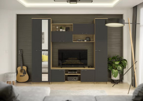 Гостиная Герда Дуб крафт серый/Антрацит в Пыть-Яхе - pyt-yah.mebel-tymen.ru | фото