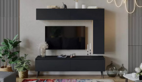 Гостиная «Глосс» №4 Яблоня Беллуно/Cтекло Графит матовый/Серый в Пыть-Яхе - pyt-yah.mebel-tymen.ru | фото