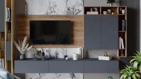 Гостиная «Порто» №6 Яблоня Беллуно, Графит софт в Пыть-Яхе - pyt-yah.mebel-tymen.ru | фото