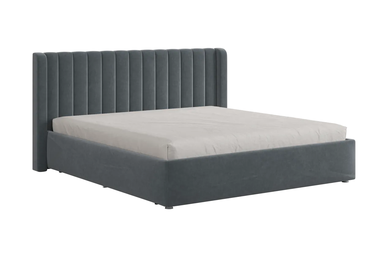 Кровать (каркас) Ева 180х200 см графит (велюр) в Пыть-Яхе - pyt-yah.mebel-tymen.ru | фото