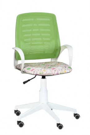Кресло Ирис WHITE, сетка W (салатовая)/ткань Т54 (единорог) (подлокот.084) белая крестовина в Пыть-Яхе - pyt-yah.mebel-tymen.ru | фото
