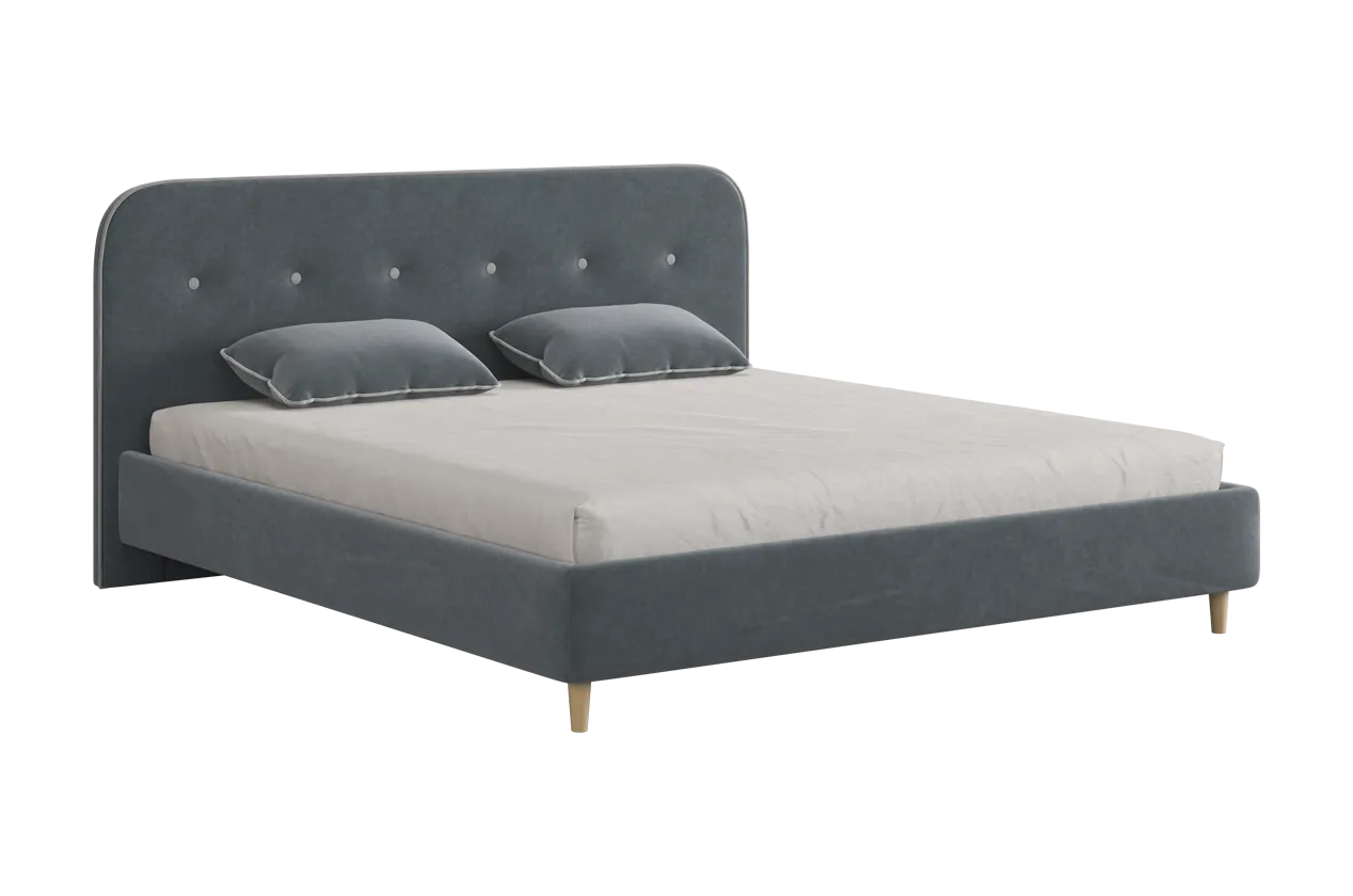 Кровать с основанием Лео 180х200 см графит (велюр)/галька (велюр) в Пыть-Яхе - pyt-yah.mebel-tymen.ru | фото