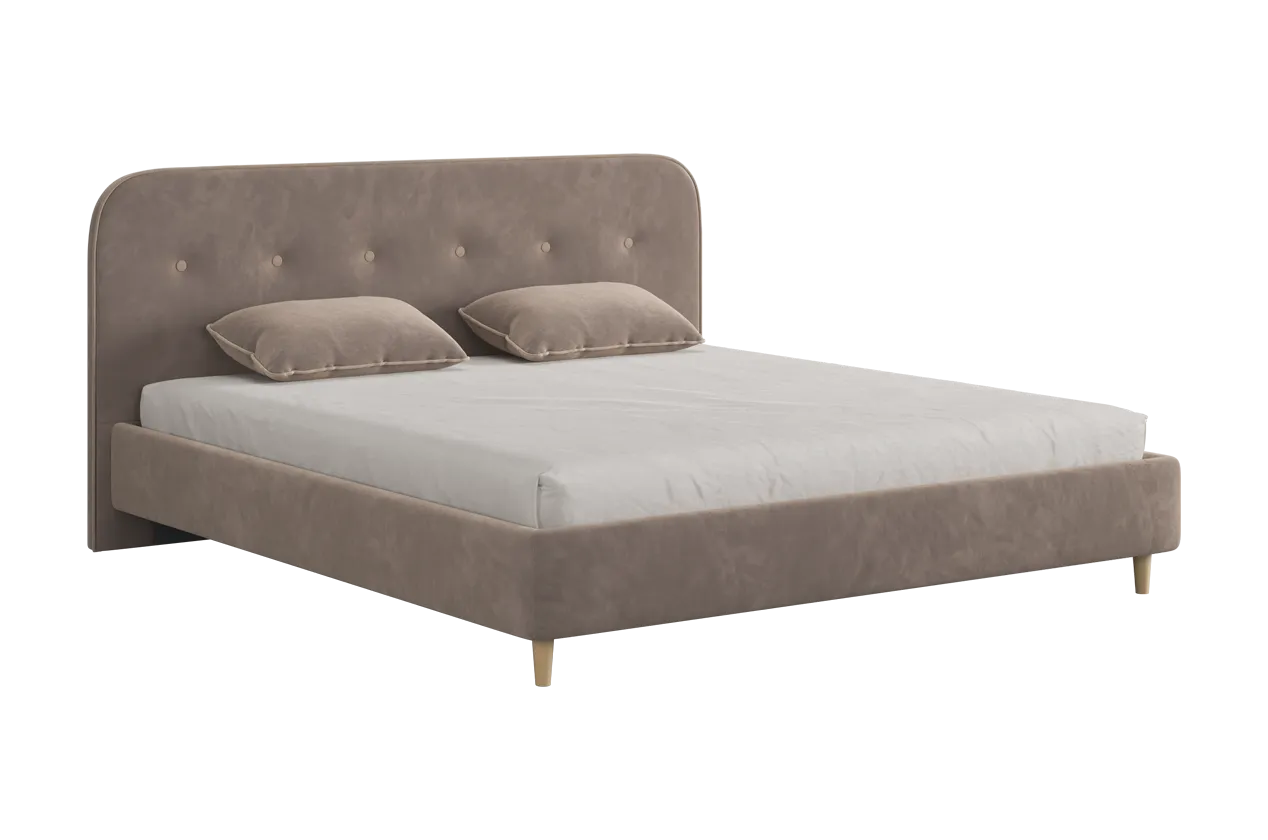 Кровать с основанием Лео 180х200 см латте (велюр)/капучино (велюр) в Пыть-Яхе - pyt-yah.mebel-tymen.ru | фото