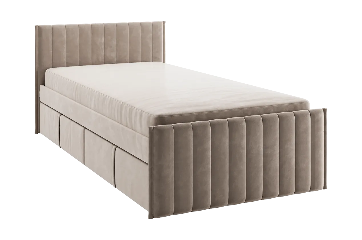 Кровать с ящиками Твикс 90х200 см латте (велюр) в Пыть-Яхе - pyt-yah.mebel-tymen.ru | фото