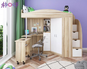 Кровать чердак Юниор 4 Винтерберг, Дуб молочный Ярофф в Пыть-Яхе - pyt-yah.mebel-tymen.ru | фото