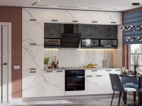 Кухня Техно 3м Компоновка №2 (Мрамор белый/Бетон графит) в Пыть-Яхе - pyt-yah.mebel-tymen.ru | фото
