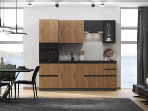 Кухня Техно-6 2,4м (Графит/Экзотическое дерево Амазония/Графит софт) в Пыть-Яхе - pyt-yah.mebel-tymen.ru | фото