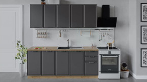 Кухонный гарнитур «Белладжио» длиной 200 см Дуб Крафт золотой, Софт графит в Пыть-Яхе - pyt-yah.mebel-tymen.ru | фото