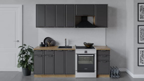 Кухонный гарнитур «Белладжио» длиной 220 см Дуб Крафт золотой, Софт графит в Пыть-Яхе - pyt-yah.mebel-tymen.ru | фото