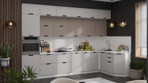 Кухонный гарнитур «Гренада» №11 Белый, Холст латте, Холст мокко в Пыть-Яхе - pyt-yah.mebel-tymen.ru | фото