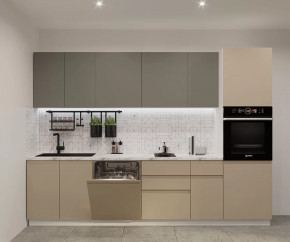 Кухонный прямой гарнитур арт.13, 3000 мм, Лайн/Обсидиан/Пикрит в Пыть-Яхе - pyt-yah.mebel-tymen.ru | фото