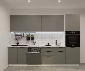 Кухонный прямой гарнитур арт.4, 3000 мм, Фаска/Обсидиан в Пыть-Яхе - pyt-yah.mebel-tymen.ru | фото