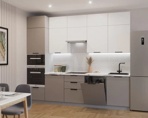 Кухонный прямой гарнитур арт.5, 3000 мм, Обсидиан/Тальк в Пыть-Яхе - pyt-yah.mebel-tymen.ru | фото