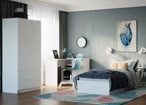 МОРИ КРМ 900.1/1 Кровать (сп/м 900*2000мм), ЛДСП белый (МП/3) в Пыть-Яхе - pyt-yah.mebel-tymen.ru | фото