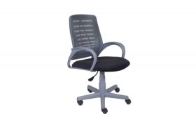 Кресло Ирис пластик серый-сетка серая/ткань NEO-26 (флок) серая (подл.пластик серый)/осн.пластик серый в Пыть-Яхе - pyt-yah.mebel-tymen.ru | фото