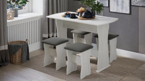 Обеденная группа тип 1 Дуб крафт белый/Велюр серый в Пыть-Яхе - pyt-yah.mebel-tymen.ru | фото