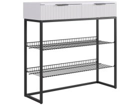 Обувница Классная 1 белое дерево/белый матовый/черный муар в Пыть-Яхе - pyt-yah.mebel-tymen.ru | фото