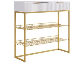 Обувница Классная 1 белое дерево/белый матовый/золото в Пыть-Яхе - pyt-yah.mebel-tymen.ru | фото