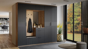 Прихожая «Хилтон» № 2 Дуб Крафт золотой, Графит матовый в Пыть-Яхе - pyt-yah.mebel-tymen.ru | фото