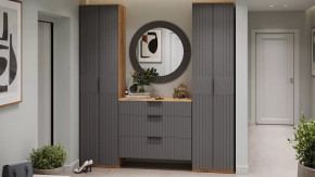 Прихожая «Хилтон» № 3 Дуб Крафт золотой, Графит матовый в Пыть-Яхе - pyt-yah.mebel-tymen.ru | фото