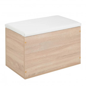 Пуф "Герда" 600*355*432 мм Дуб сонома/белый кожзам в Пыть-Яхе - pyt-yah.mebel-tymen.ru | фото