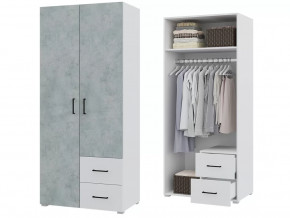 Шкаф 2 створчатый с ящиками Victor Белый-Бетон в Пыть-Яхе - pyt-yah.mebel-tymen.ru | фото