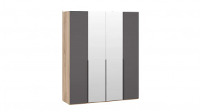 Шкаф для одежды (580) с 2 глухими и 2 зеркальными дверями «Порто» Яблоня Беллуно, Графит софт в Пыть-Яхе - pyt-yah.mebel-tymen.ru | фото