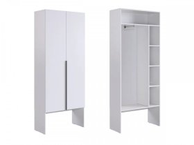 Шкаф двухдверный L800 Баско белое дерево в Пыть-Яхе - pyt-yah.mebel-tymen.ru | фото