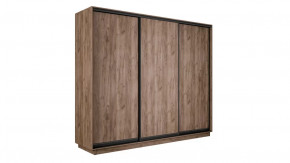 Шкаф-купе 3-х дверный «Румер-2» Дуб Крафт Табачный, Черный профиль в Пыть-Яхе - pyt-yah.mebel-tymen.ru | фото