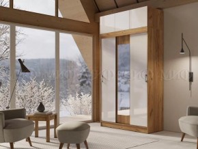 Шкаф с антресолью Басямиф, белый глянец холодный/дуб крафт в Пыть-Яхе - pyt-yah.mebel-tymen.ru | фото