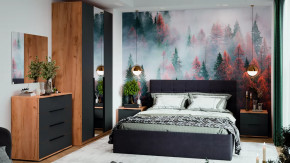 Спальный гарнитур «Джоли» №1 Дуб Крафт золотой, Графит матовый, Велюр Графит в Пыть-Яхе - pyt-yah.mebel-tymen.ru | фото