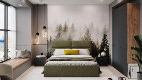 Спальный гарнитур «Глосс» №10 Яблоня Беллуно, Стекло Графит матовый, Микровелюр Jercy Deep Green в Пыть-Яхе - pyt-yah.mebel-tymen.ru | фото