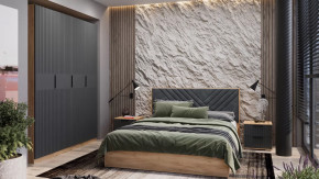 Спальный гарнитур «Хилтон» №2 Дуб Крафт золотой, Графит матовый в Пыть-Яхе - pyt-yah.mebel-tymen.ru | фото