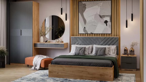 Спальный гарнитур «Хилтон» №3 Дуб Крафт золотой, Графит матовый в Пыть-Яхе - pyt-yah.mebel-tymen.ru | фото