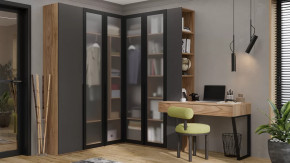 Спальный гарнитур «Порто» №5 Яблоня Беллуно/Графит софт/Стекло сатин черное в Пыть-Яхе - pyt-yah.mebel-tymen.ru | фото