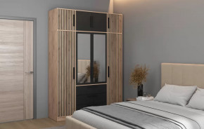 Спальный гарнитур Вегас (ЛДСП Дуб золотой / ЛДСП Черный) в Пыть-Яхе - pyt-yah.mebel-tymen.ru | фото