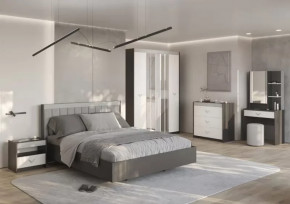 СТЕФАНИ Спальня №1, ЛДСП Графит-МДФ Серый софт/ЛДСП Рамух белый в Пыть-Яхе - pyt-yah.mebel-tymen.ru | фото