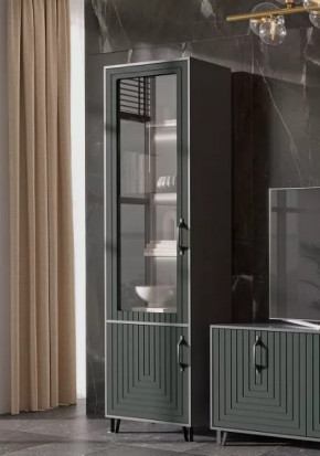 Стеклопенал Квадро М-1 серый графит/софт пестовый в Пыть-Яхе - pyt-yah.mebel-tymen.ru | фото