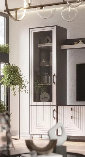 Стеклопенал Квадро М-1 серый графит/софт вайт в Пыть-Яхе - pyt-yah.mebel-tymen.ru | фото