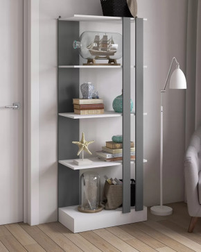 Стеллаж СТМ-2 (ш700*г366*в1766мм), ЛДСП Графит серый/ЛДСП Белый в Пыть-Яхе - pyt-yah.mebel-tymen.ru | фото