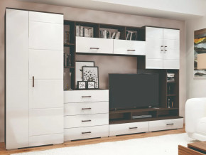 Стенка Коста МДФ Венге-белый глянец в Пыть-Яхе - pyt-yah.mebel-tymen.ru | фото