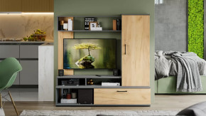 Стенка «Сиена» Графит Серый, Дуб Крафт золотой в Пыть-Яхе - pyt-yah.mebel-tymen.ru | фото