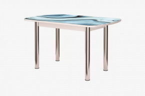 Стол Бостон 2, фотопечать Агат, белый/хром в Пыть-Яхе - pyt-yah.mebel-tymen.ru | фото