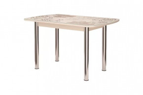 Стол Бостон-3 раздвижной, ваниль, фотопечать/хром брифинг в Пыть-Яхе - pyt-yah.mebel-tymen.ru | фото